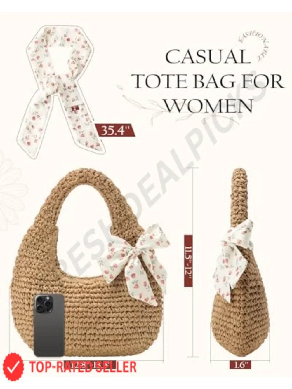 Handwoven Straw Clutch Purse for Women Zip Closure Beach Tote Lightweight